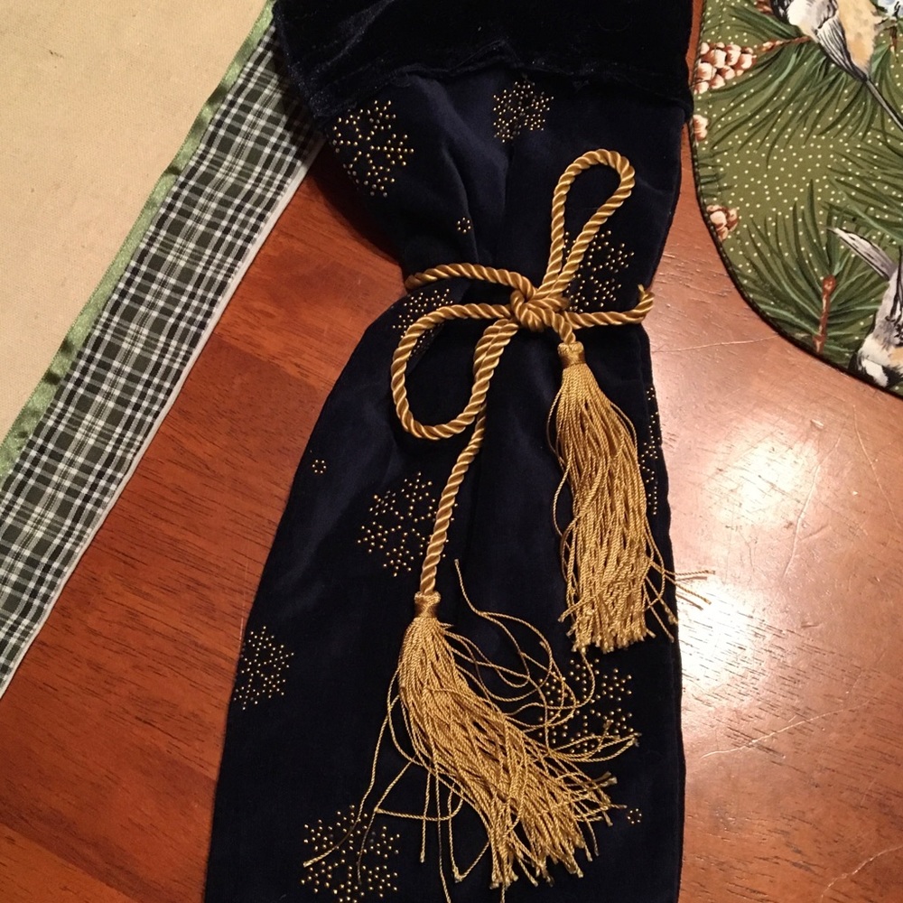 Velvety Blue Gold Snowflake Wine Gift Bag